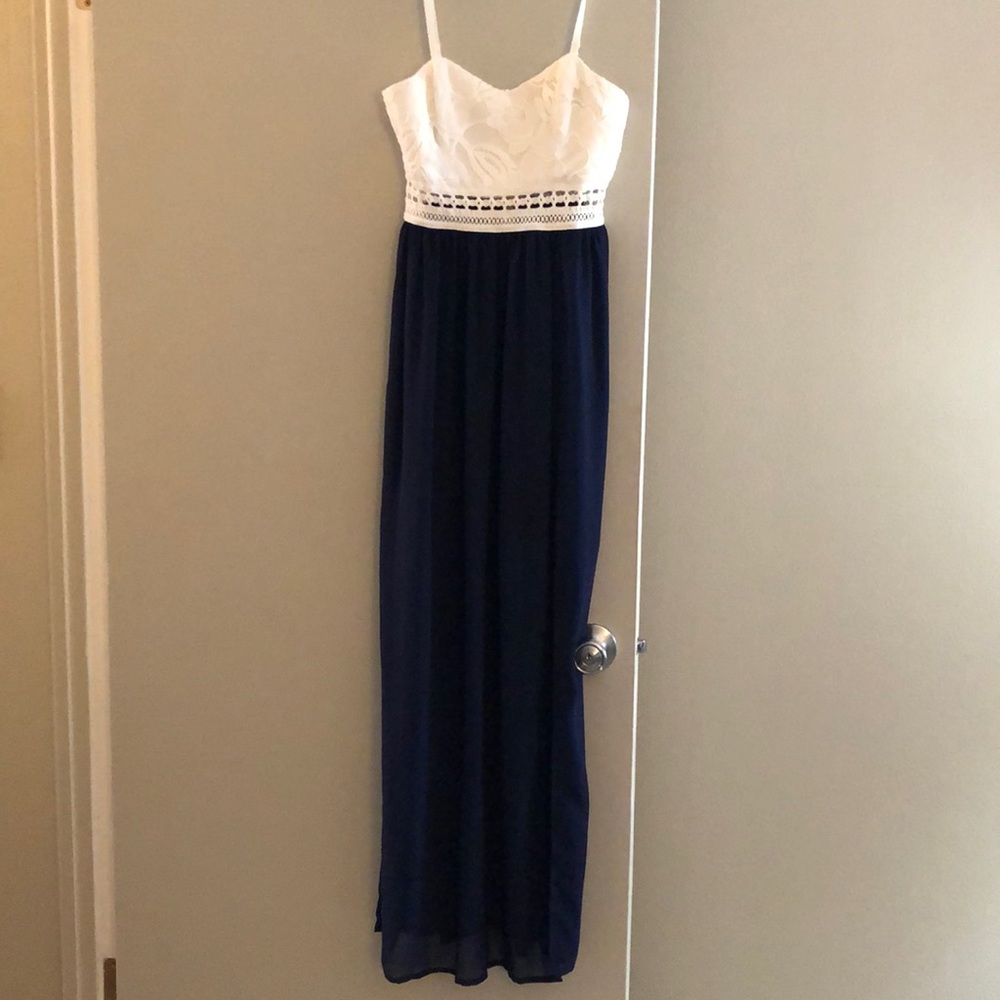 Navy blue and white Maxi dress